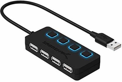 Sabrent 4-Port USB 2.0 Hub with Individual LED lit Power Switches HB-UMLS USB Cable