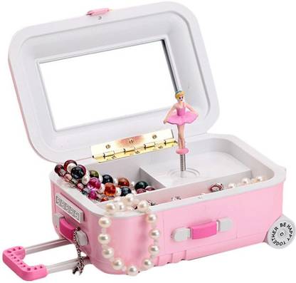 Devo Music Box Girl's Musical Jewelry Storage Box with Spinning Dancing Little Cartoon Girl Jewellery Box Vanity Box