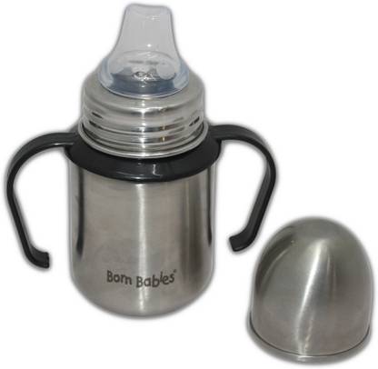 Born Babies Stainless Steel Baby Sipper Bottle No Spill spout (250ml) - 250 ml