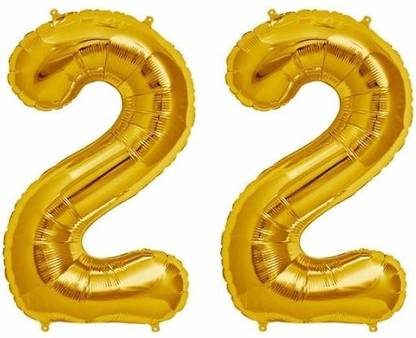 Juneja Enterprises Solid Golden ' 22 ' Numerical Foil Balloon