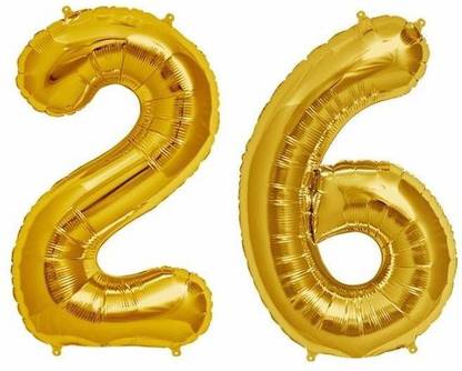 Juneja Enterprises Solid Golden ' 26 ' Numerical Foil Balloon