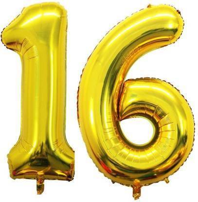 Craft Stock Solid 16 Number Gold Foil Balloon For Birthday Party Decoration Letter Balloon