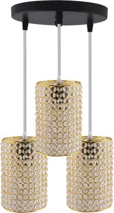 Homesake 3-Lights Round Golden Cluster Chandelier Crystal Golden Barrel Hanging Light Pendant Lamp Ceiling Lamp