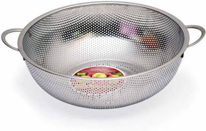 Fing Stainless Steel Kitchen Fruit Vegetable Rice Washing Baskets Strainer Drainer with Handle - Silver Collapsible Strainer