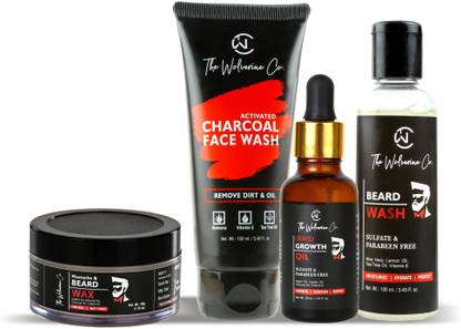 The Wolverine Co Beard Growth Combo with Activated Charcoal Face Wash