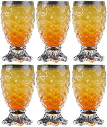 OSHOP (Pack of 6)  pineapple shape wine bear Glass Glasses Set  Glass Set Water/Juice Glass