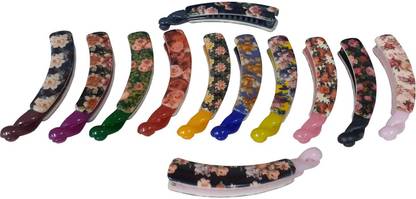 Airtick 12 Pcs Long Floral/flower Banana Design Fashionable Hair Clip Clutcher ( 11 Cm ) Banana Clip