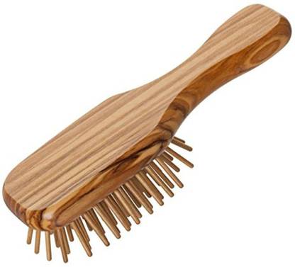 REDECKER Walnut Pin Mini Pocket Hairbrush With Waxed Olive Wood Handle, 4-1/2-Inches