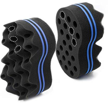 RioRand Magic Twist Hair Sponge,Barber Wave Tornado Big Comb Two-Side,Large Brush For Afro Natural Hair?2Pcs Blue?