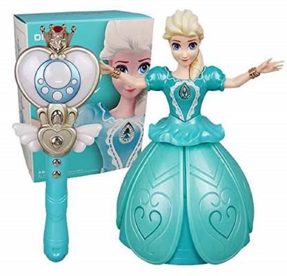 Whitewhale Remote Control Girl Dancing Princess Angel Music Doll with Magic Wand Toys (Blue)