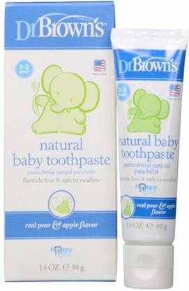 dr. brown's नेचुरल बेबी टूथपेस्ट पियर और एप्पल फ्लेवर, 1.4 oz/40g टूथपेस्ट