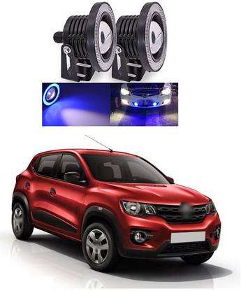 PRTEK High Power 3.5" Projector Universal White LED Fog Light COB Blue Halo Angel Eye Rings DRL Driving Bulbs DC 12V A195 Fog Lamp Car LED for Renault (12 V, 12 W)