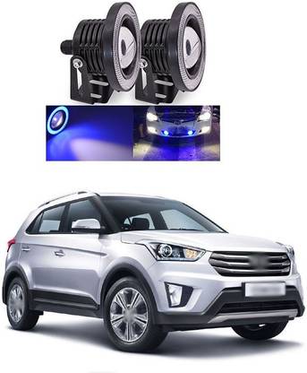 PRTEK High Power 3.5" Projector Universal White LED Fog Light COB Blue Halo Angel Eye Rings DRL Driving Bulbs DC 12V A13 Fog Lamp Car LED for Hyundai (12 V, 12 W)