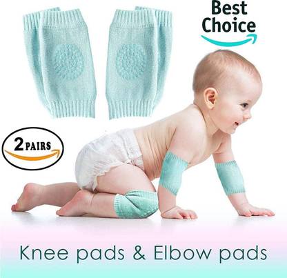 ZURU BUNCH Baby Knee Pads for Crawling, Elbow Safety Protector, Stretchable Anti-Slip Padded Elastic Soft Cotton Breathable Comfortable Knee Cap for Kids - Set of 2 Pairs (Multicolor) Multicolor Baby Knee Pads