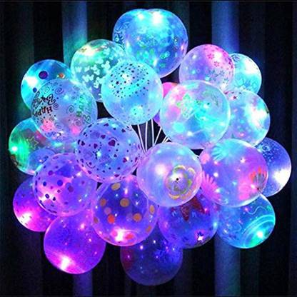 Skylofts Solid Set of 25 Printed LED Balloons Bubble Balloon
