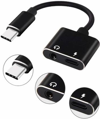 IMMUTABLE Black 88 _charging and audio splitter Type-C to 3.5 MM & Charging Splitter Compatible for MI 6/ MI Note 3 and Android Smartphones Type-C to 3.5mm Audio Phone Converter