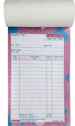 SHAMKUNJ Cash Memo or credit memo ,100+100 pages Regular Cash Memo Ruled 200 Pages