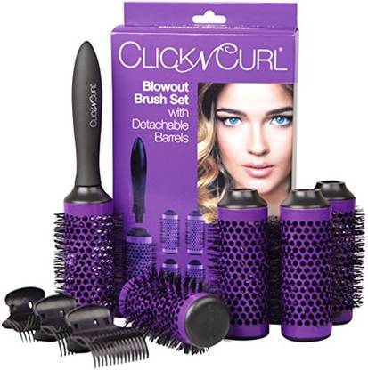 Click n Curl Medium Blowout Brush Set (5) - 1.75? Detachable Barrels Round Brushes Hair Rollers Hair Combs Ceramic Coated W/ Nylon Bristles Professional Salon Styling Brush