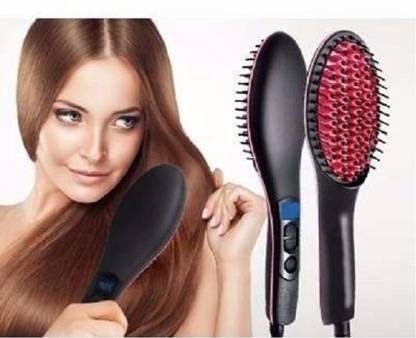 SRYFIT Straight Artifact Ceramic Electronic Hair Straightening Brush Machine - Black Hair Straightener Brush
