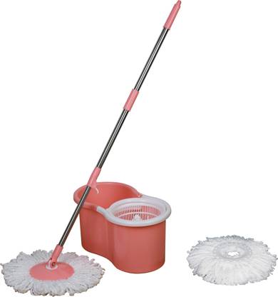 Esquire Elegant Pink Spin Plastic Mop with 1 Extra Refill Mop Set