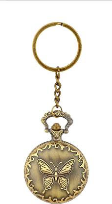 Smart Deal Butterfly Theme Designer Pocket Watch Vintage Clock Keychain Key Chain Key Chain