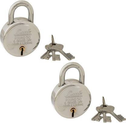 Link Double Locking 50mm Steel Lock with Hardened Shackle (Pack of 2) Padlock
