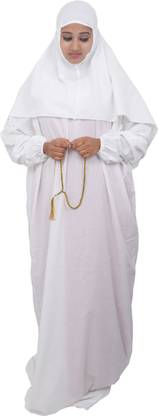 barakath Cotton Blend Solid Abaya With Hijab
