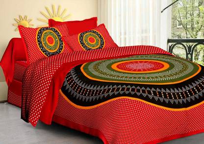 shree sd creation 170 TC Cotton Double Printed Flat Bedsheet
