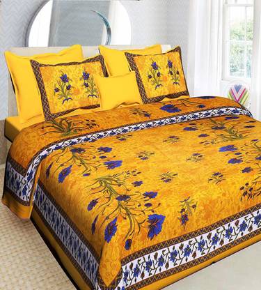 JaipurLoom 520 TC Cotton Double Printed Flat Bedsheet