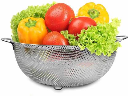 MOSAIC Stainless Steel Perforated Metal Colander Strainer with Handles for Spaghetti, Pasta, Berry, Rust Free & Dishwasher Safe Colander