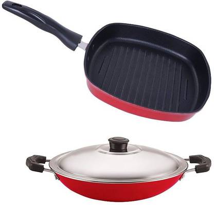 NIRLON Non-Stick 2 Piece Stain Resistance Pots and Pans Combo Set Offer Non-Stick Coated Cookware Set