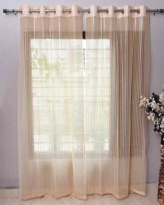 Panipat Textile Hub 213 cm (7 ft) Net Semi Transparent Door Curtain (Pack Of 3)