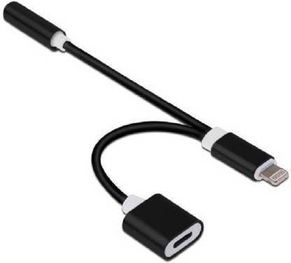 HEAD KIK Black 2_in_1 Lightning to Audio 3.5mm Jack Adapter Phone Converter