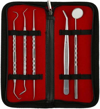 ROZIA Dental instruments Kit, Dentist Tool Kit, Stainless Steel Tarter Scraper, Dental Pick Dental Scaler Dental Tweezers Anti-fog Mouth Mirror for Human and Pets, Non-rust Dental Elevator