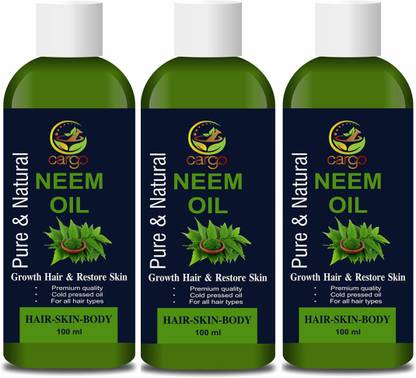 Cargo Cold Pressed (Organic) Neem Oil for Skin, Body & Hair Oil-300ML Hair Oil