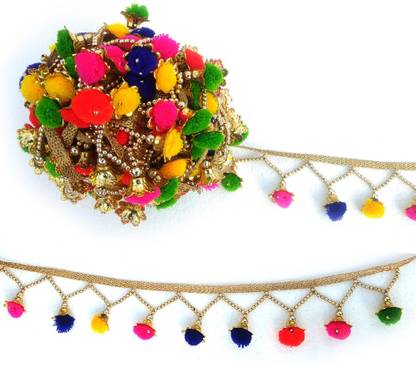 ONEX Heavy Design Pom Pom and Beads Lace and Border (4 Meter) Lace Reel