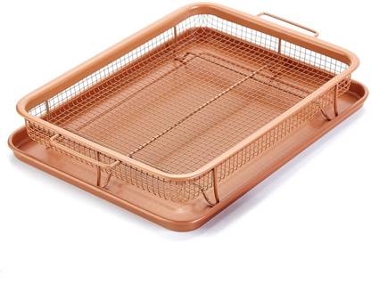URBAN CUBE (278-15) Copper Crisper as Oven Air Fryer- Multi-Purpose Non-Stick Baking Frying Tray & Basket 4 kg Roaster