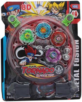 Sshakuntlay 4 Beyblade Set With Ripchord Launcher And Assemble Tool - 4D Tornado Speed