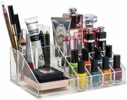 FLYNGO Acrylic Vanity Box Cosmetics Organizer Lip Stick Nail Polish Stand Make up Storage Box Brush Holder Plastic jewelry Storage Makeup Jewelry Cosmetics Cream Vanity Box