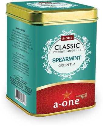 A-ONE Classic Spearmint Green Tea Pack of 2 Mint Green Tea Tin