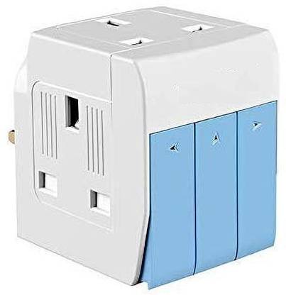SEASPIRIT 3 Pin 3 Way Universal Multiplug with Individual Switch - Multisocket Adaptor with LED Indicator वर्ल्डवाइड एडाप्टर