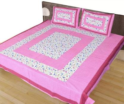 Bright Side 208 TC Cotton Double Jaipuri Prints Flat Bedsheet