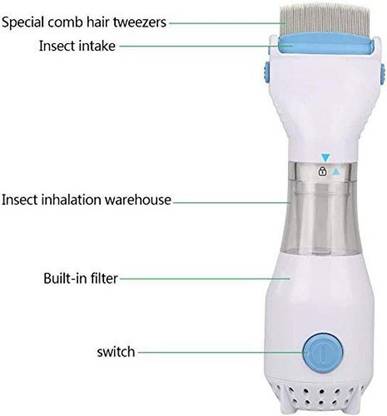 PERILA 240V Electrical Head Lice Comb Lice Solution Chemical Free Kills Head Lice Capture Lice Removal Treatment V-Comb (White)