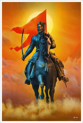 Chhatrapati Shivaji Maharaj on Horse Paper Poster Paper Print