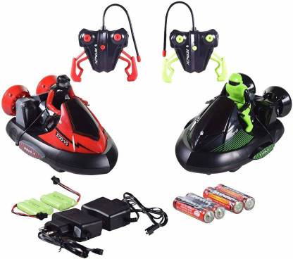 HornFlow RC Racing Bumper Car Toy with Driver Action Figure Stunt Vehicle Set of 2 Cars to Compete