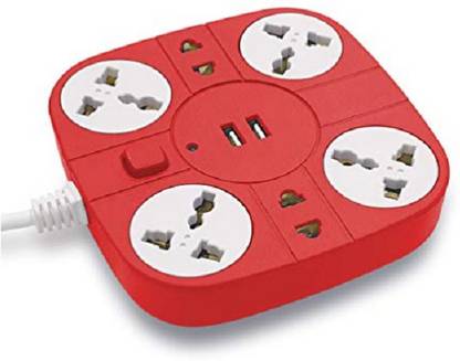 mute Extension Cord Surge Protector Power Strip with 2 USB Port – 10A 220V-50/60Hz 6 Outlet with 2 USB Port Fire Proof1.8 Meter Cord Multi Universal Plug Extension Board for Home & Office- (Multi Colour) 6  Socket Extension Boards