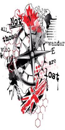 Ordershock Compass Trash Polka Men and Women Waterproof Tattoo