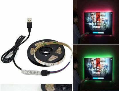 M MOD CON USB 5V Powered RGB LED Flexible Strip Light With Black PCB TV BackLight Kit Computer Case LED Light Multi-colour Flexible 5050 RGB USB LED Strip Light with 5v USB Cable And Mini Controller For TV PC Laptop Led Light