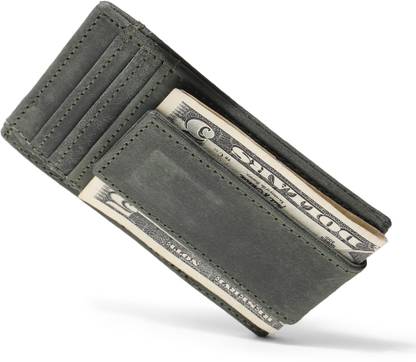 Jungler RFID Blocking Genuine Leather Magnetic Minimalist Front Pocket Money Clipper Bifold Wallet Leather Money Clip