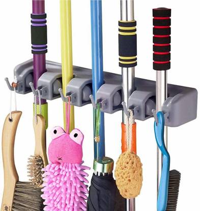 Rixim Grey Plastic Broom Holder